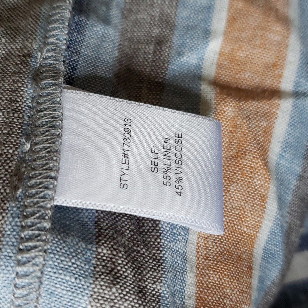 Linen Blue & Rust Halter Style Top - Picture 7 of 8